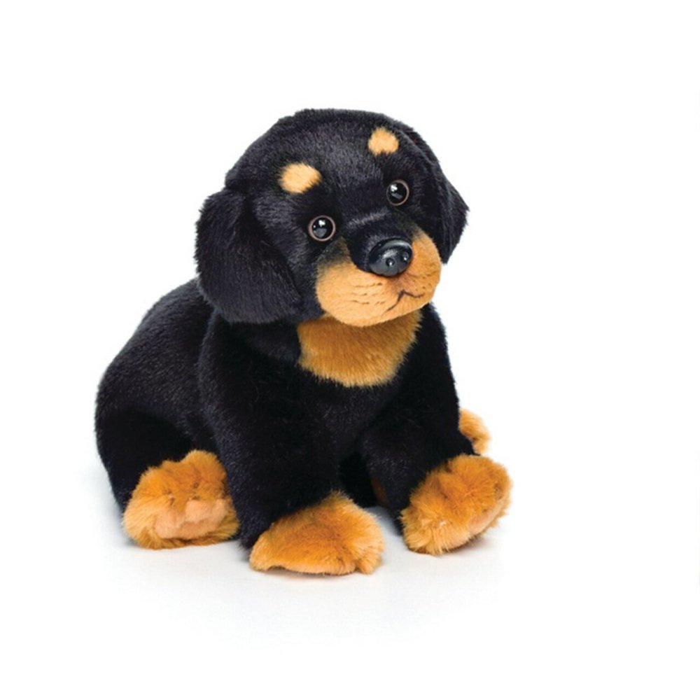 Plush Toy Black Rottweiler Dog P00023 NEW